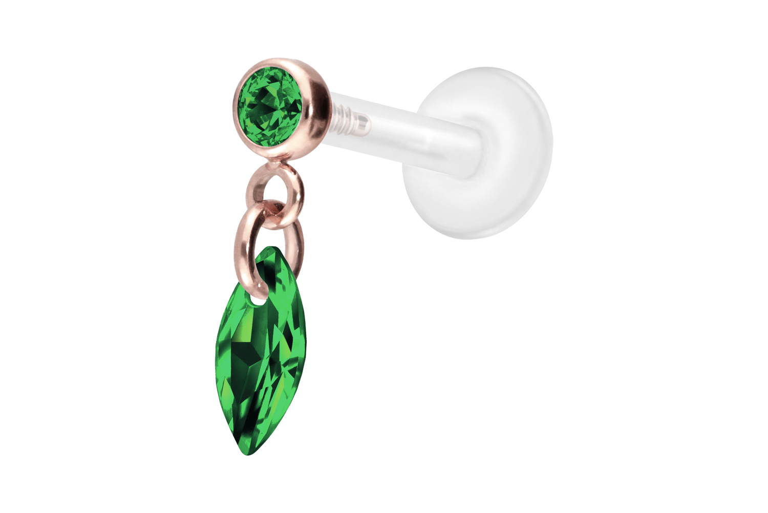 PTFE Labret Piercing mit Innengewinde + Titan-Aufsatz KRISTALLOVAL